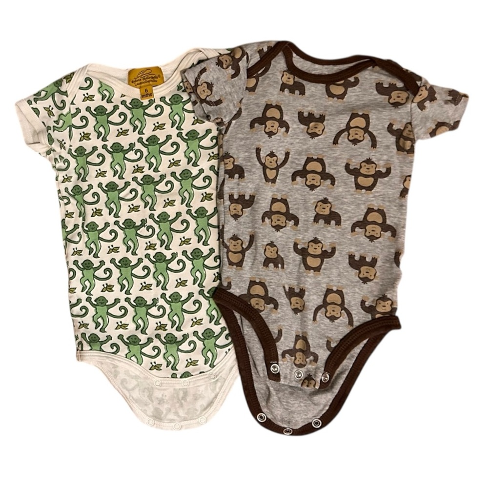 6m Monkey Print Onesies Baby Bodysuits Carters Roller Rabbit Green Gorilla 6 M